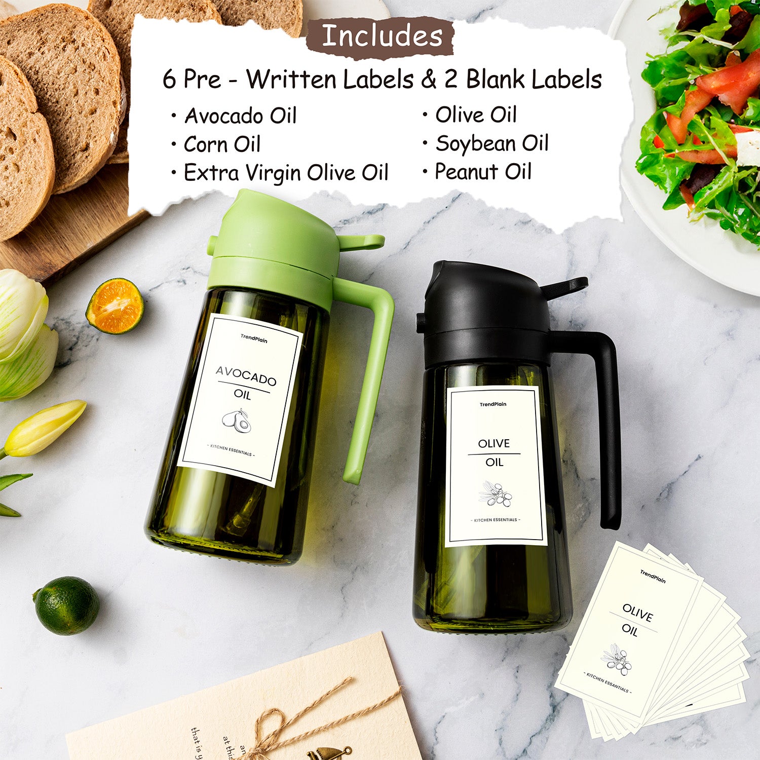 16oz Olivenölsprüher - Glasflasche mit Sprüh- & Gießfunktion - Lichtblockierend