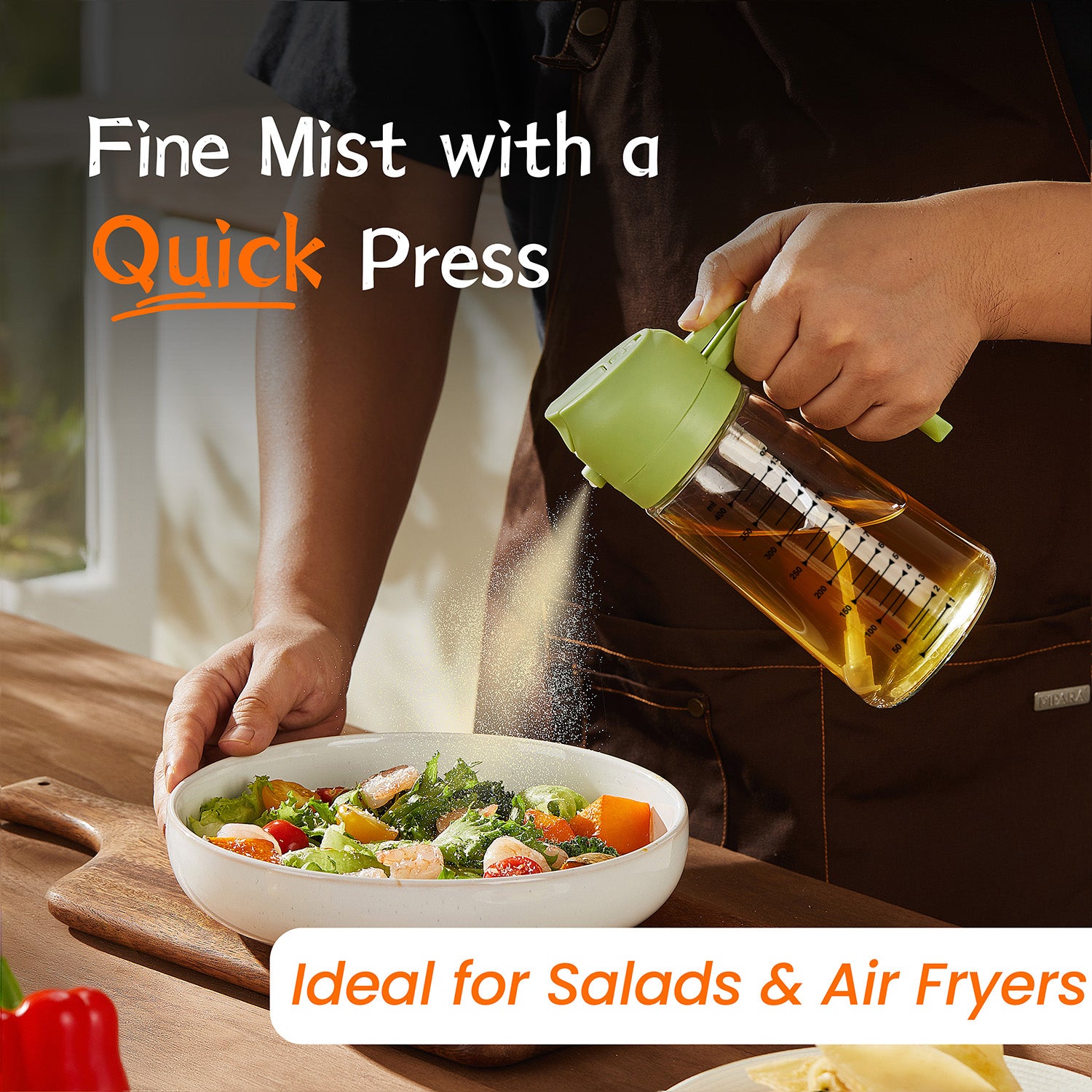 TrendPlain 16oz Olive Oil Sprayer – Glass Bottle with Spray & Pour Modes