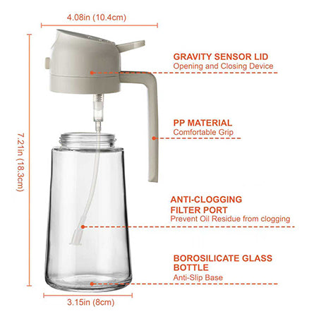 TrendPlain 16oz Olive Oil Sprayer – Glass Bottle with Spray & Pour Modes