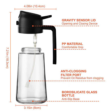 TrendPlain 16oz Olive Oil Sprayer – Glass Bottle with Spray & Pour Modes