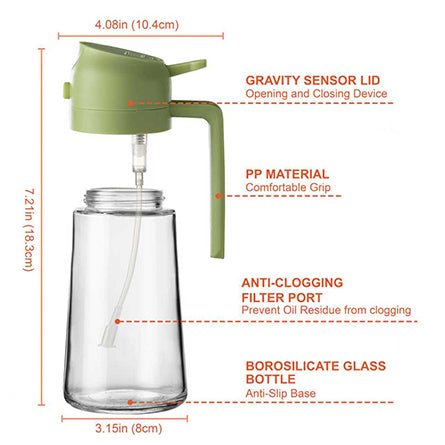 TrendPlain 16oz Olive Oil Sprayer – Glass Bottle with Spray & Pour Modes