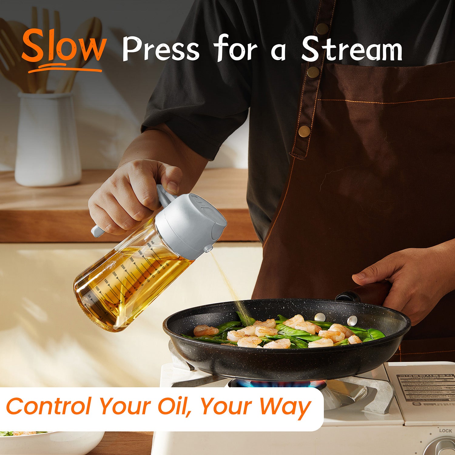 TrendPlain 16oz Olive Oil Sprayer – Glass Bottle with Spray & Pour Modes