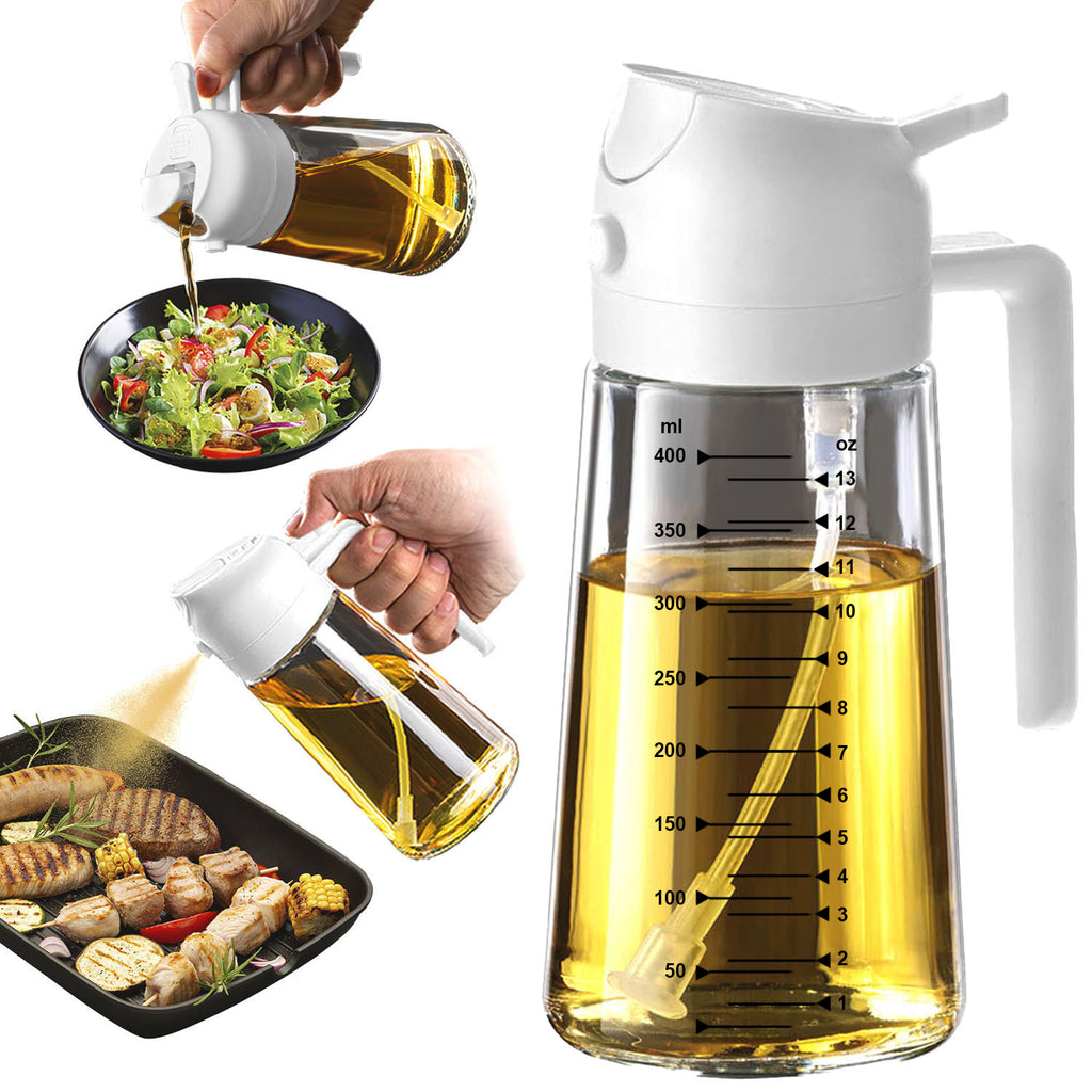 TrendPlain 16oz Olive Oil Sprayer – Glass Bottle with Spray & Pour Modes