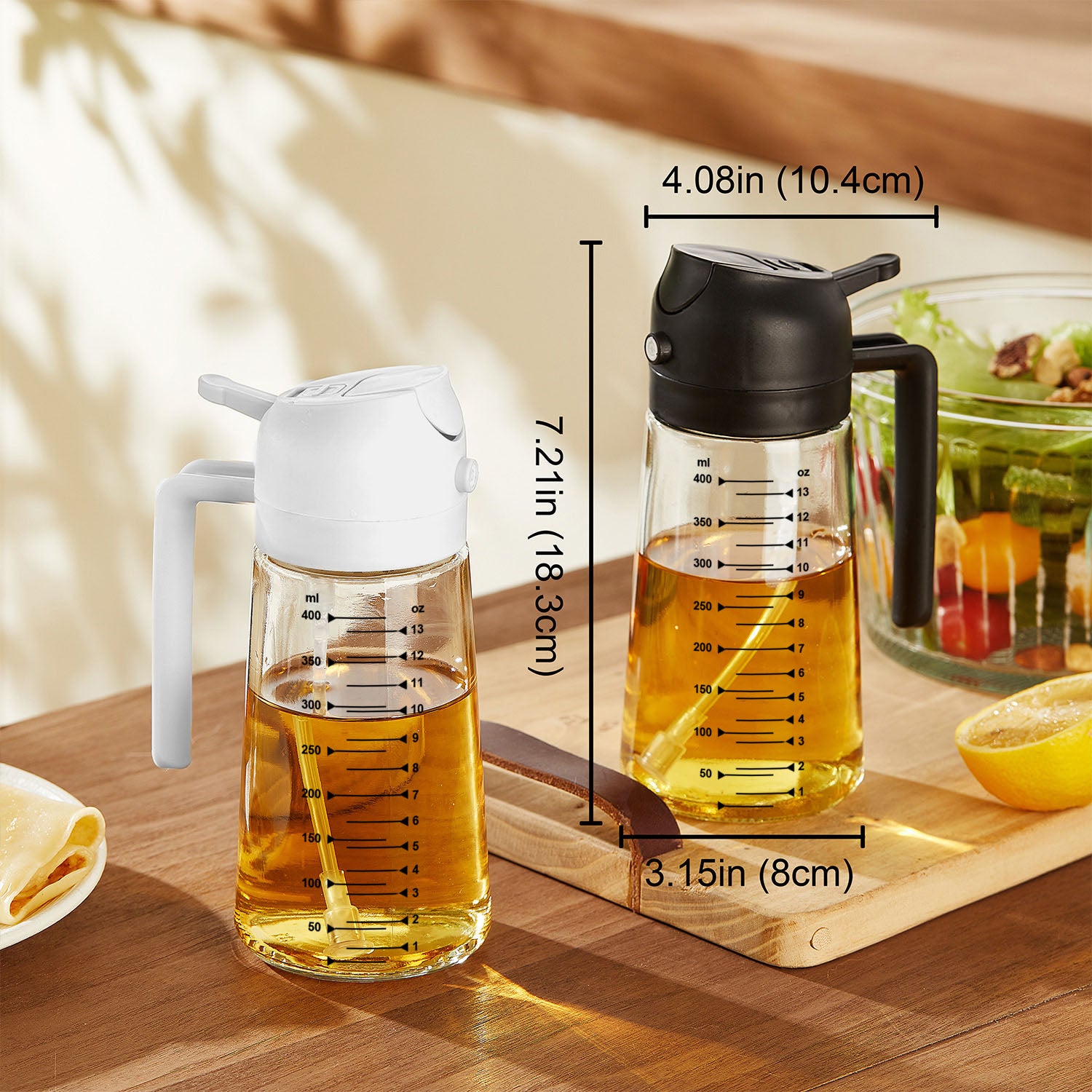 TrendPlain 16oz Olive Oil Sprayer – Glass Bottle with Spray & Pour Modes