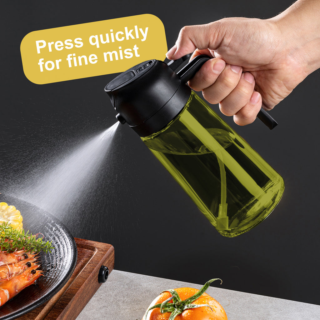 16oz Olivenölsprüher - Glasflasche mit Sprüh- & Gießfunktion - Lichtblockierend