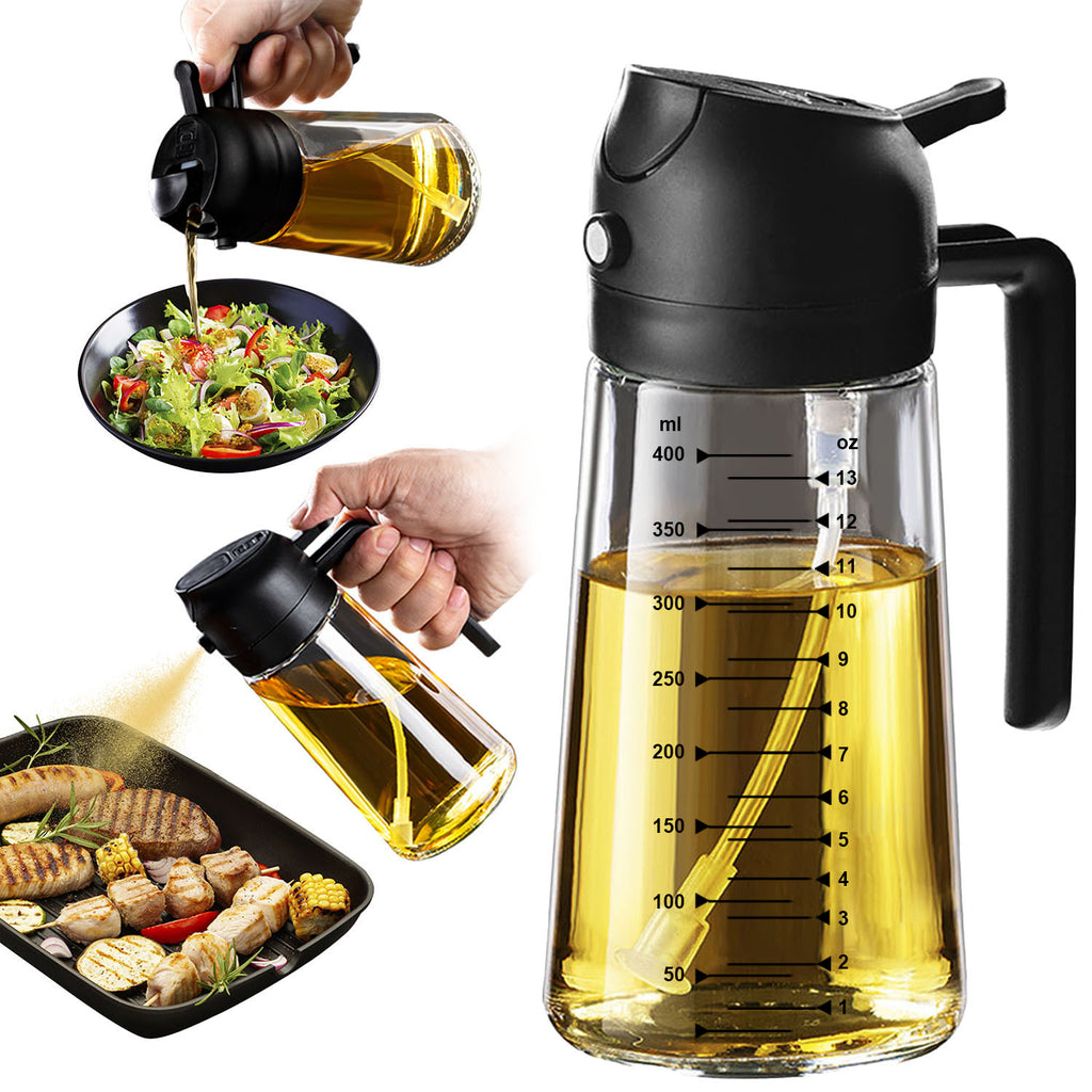 TrendPlain 16oz Olive Oil Sprayer – Glass Bottle with Spray & Pour Modes