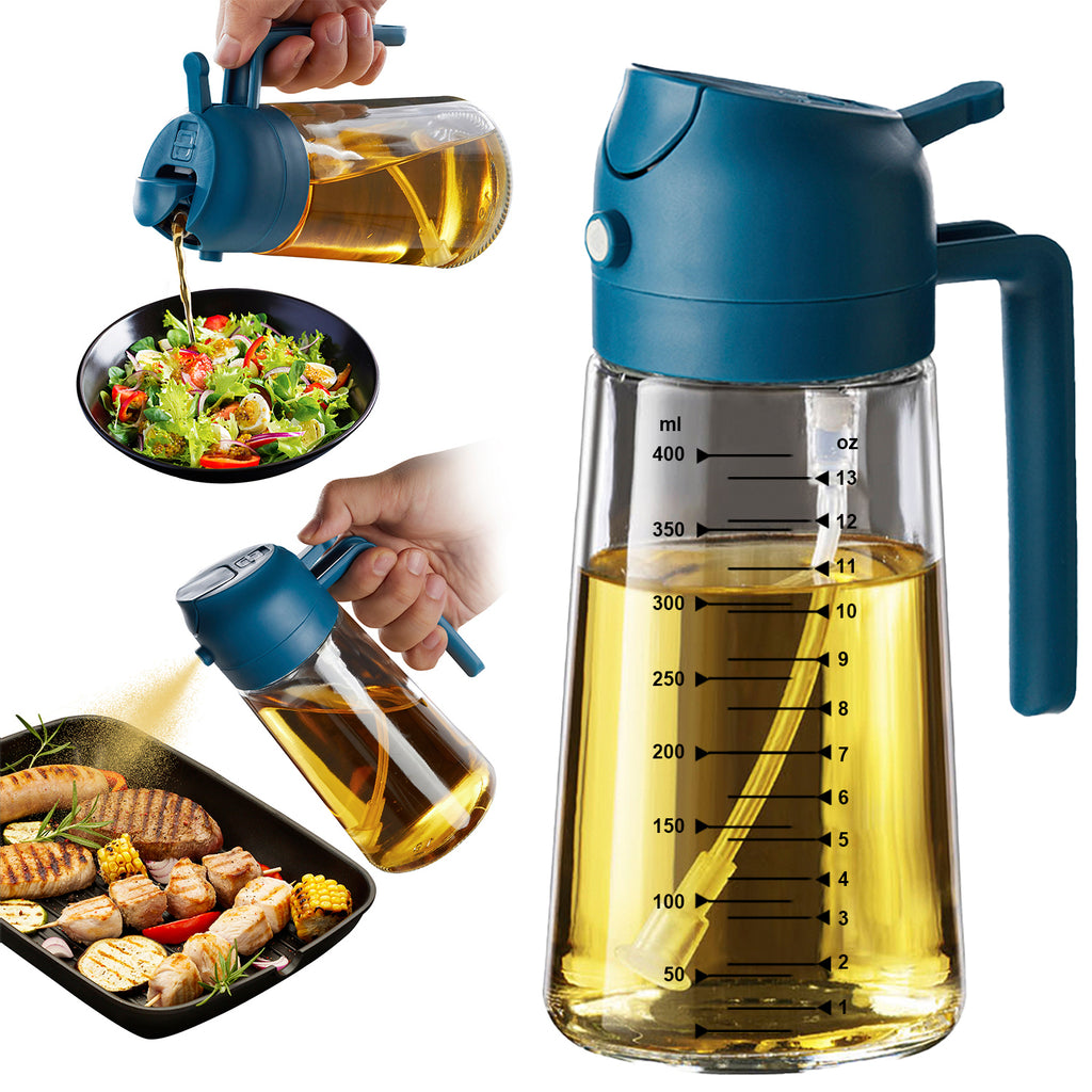 TrendPlain 16oz Olive Oil Sprayer – Glass Bottle with Spray & Pour Modes