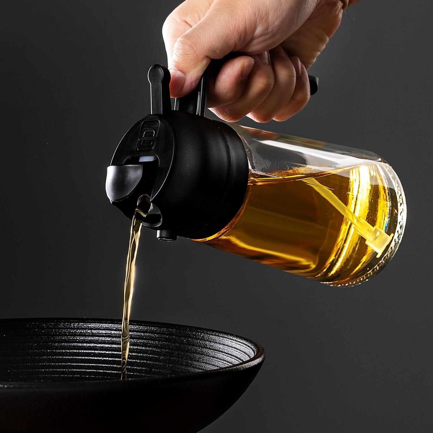 TrendPlain 16oz Olive Oil Sprayer – Glass Bottle with Spray & Pour Modes