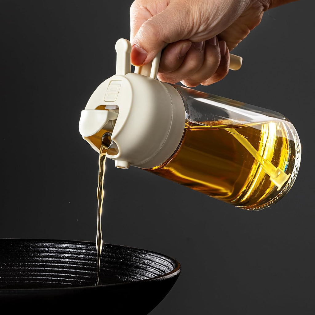 TrendPlain 16oz Olive Oil Sprayer – Glass Bottle with Spray & Pour Modes