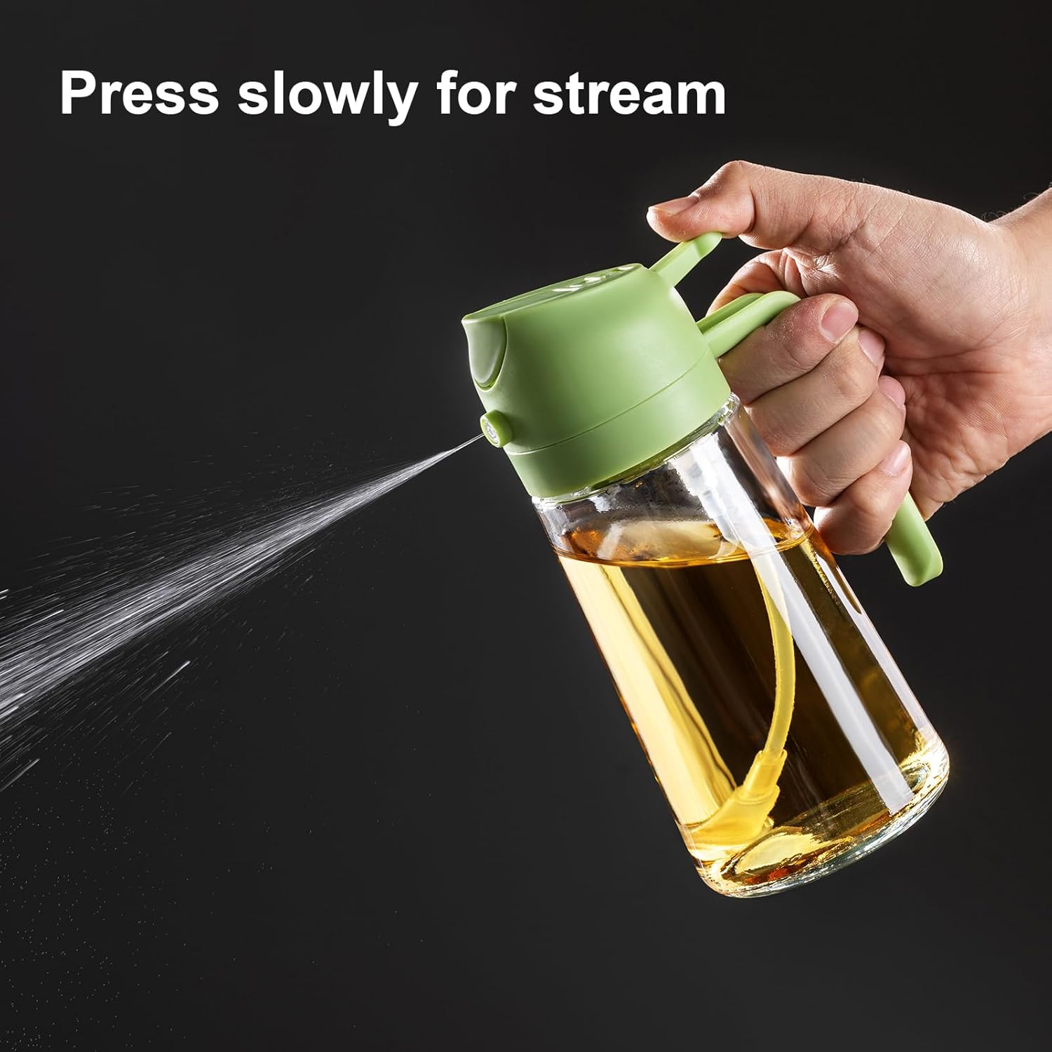 TrendPlain 16oz Olive Oil Sprayer – Glass Bottle with Spray & Pour Modes