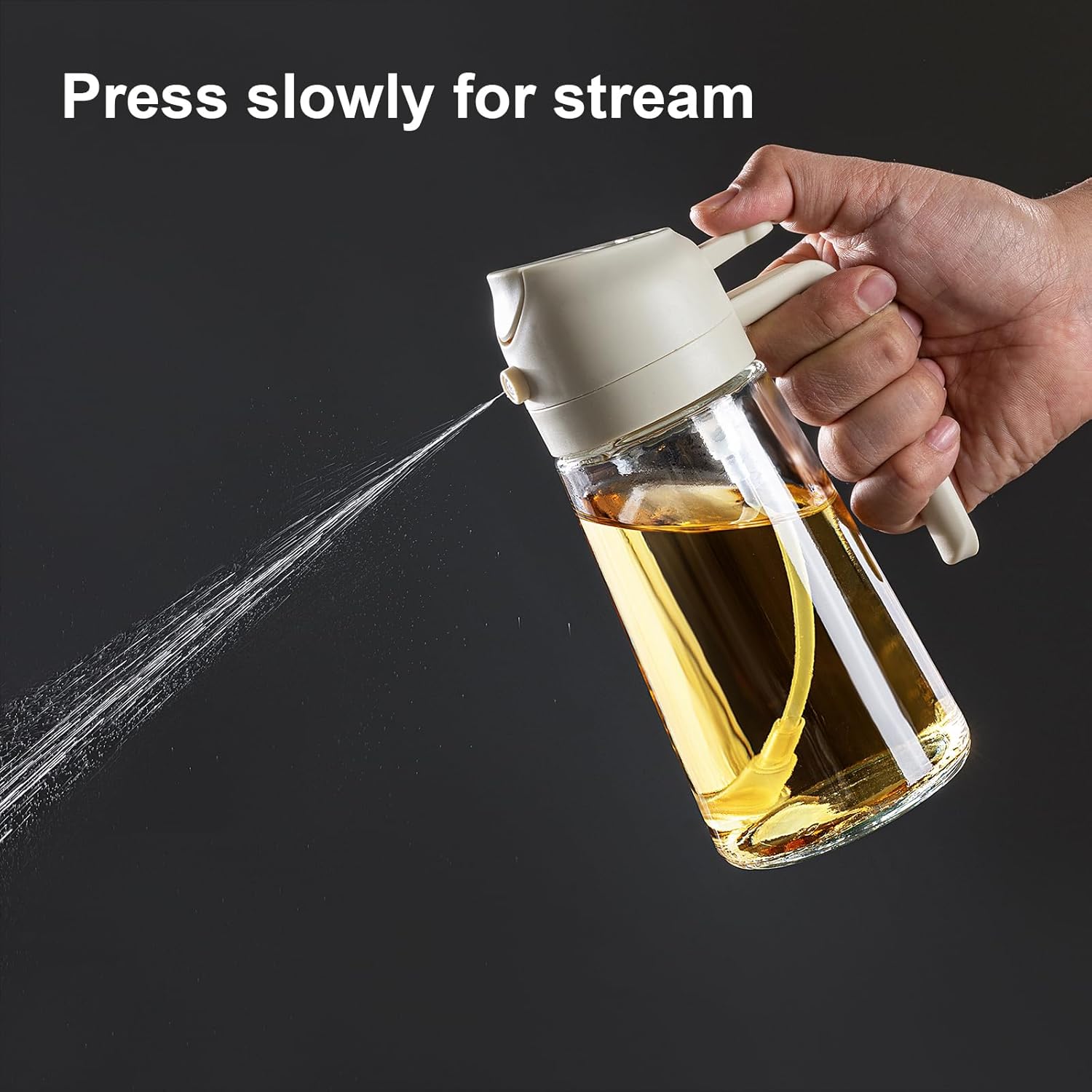 TrendPlain 16oz Olive Oil Sprayer – Glass Bottle with Spray & Pour Modes