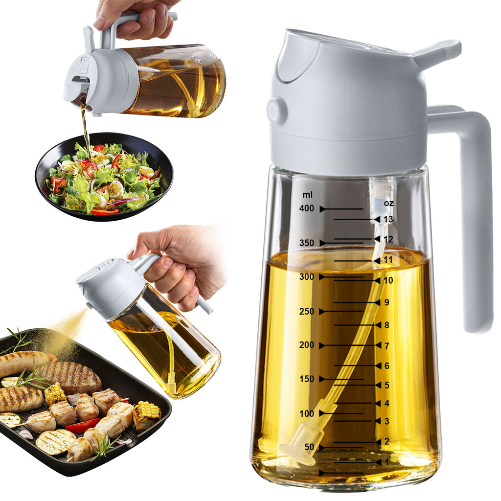 TrendPlain 16oz Olive Oil Sprayer – Glass Bottle with Spray & Pour Modes