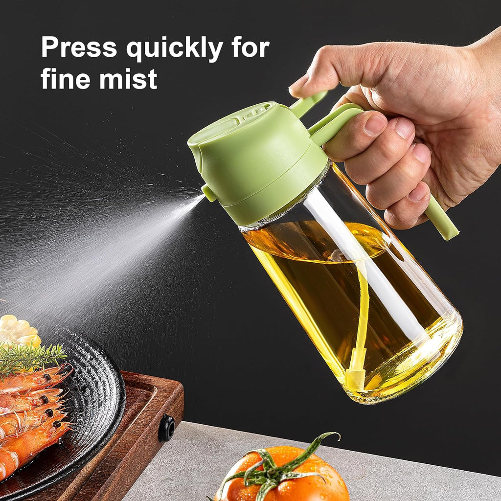 TrendPlain 16oz Olive Oil Sprayer – Glass Bottle with Spray & Pour Modes