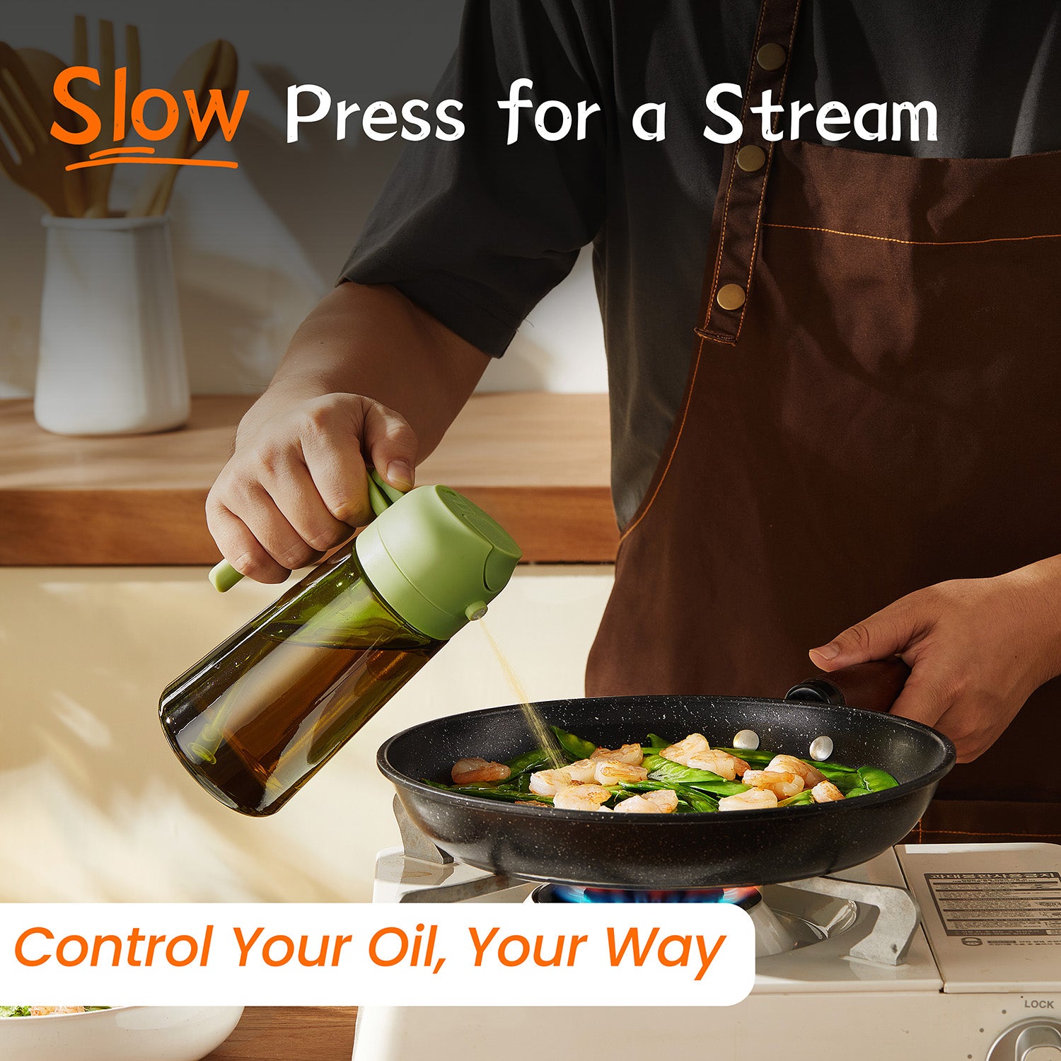 16oz Olive Oil Sprayer - Glass Bottle with Spray & Pour Modes - Light Blocking