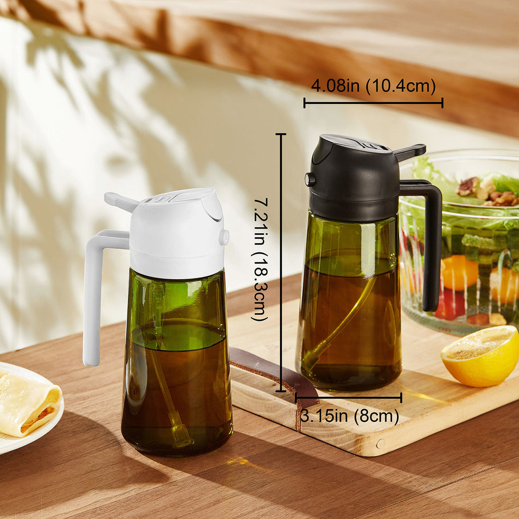 16oz Olivenölsprüher - Glasflasche mit Sprüh- & Gießfunktion - Lichtblockierend