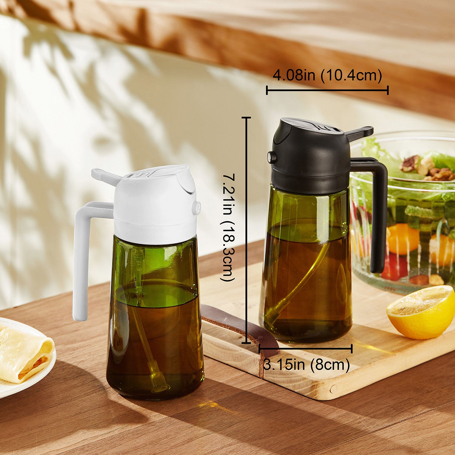16oz Olive Oil Sprayer - Glass Bottle with Spray & Pour Modes - Light Blocking