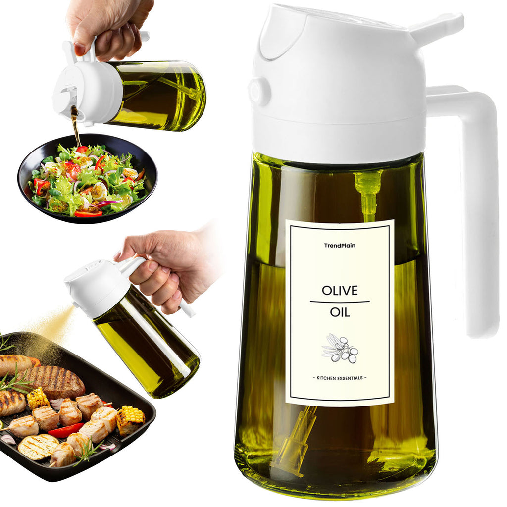 16oz Olivenölsprüher - Glasflasche mit Sprüh- & Gießfunktion - Lichtblockierend