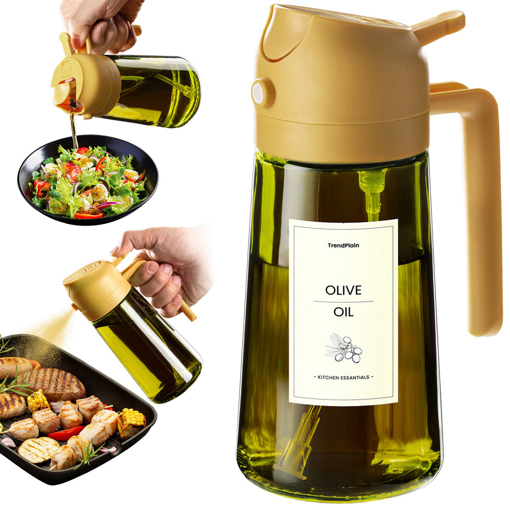 16oz Olivenölsprüher - Glasflasche mit Sprüh- & Gießfunktion - Lichtblockierend