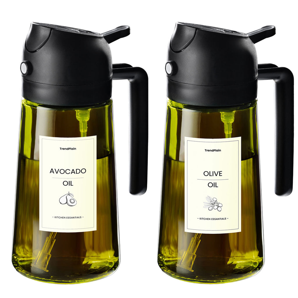 16oz Olivenölsprüher - Glasflasche mit Sprüh- & Gießfunktion - Lichtblockierend