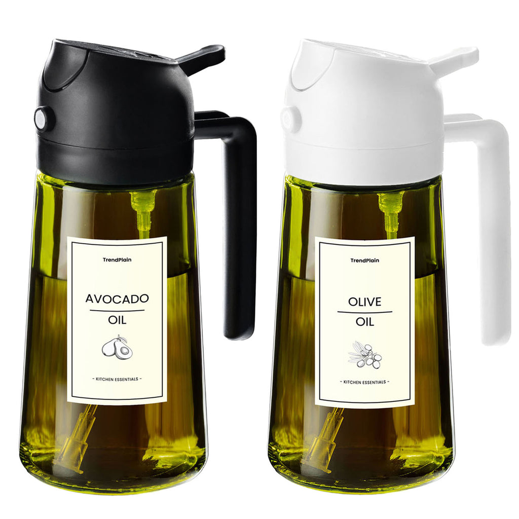 16oz Olivenölsprüher - Glasflasche mit Sprüh- & Gießfunktion - Lichtblockierend