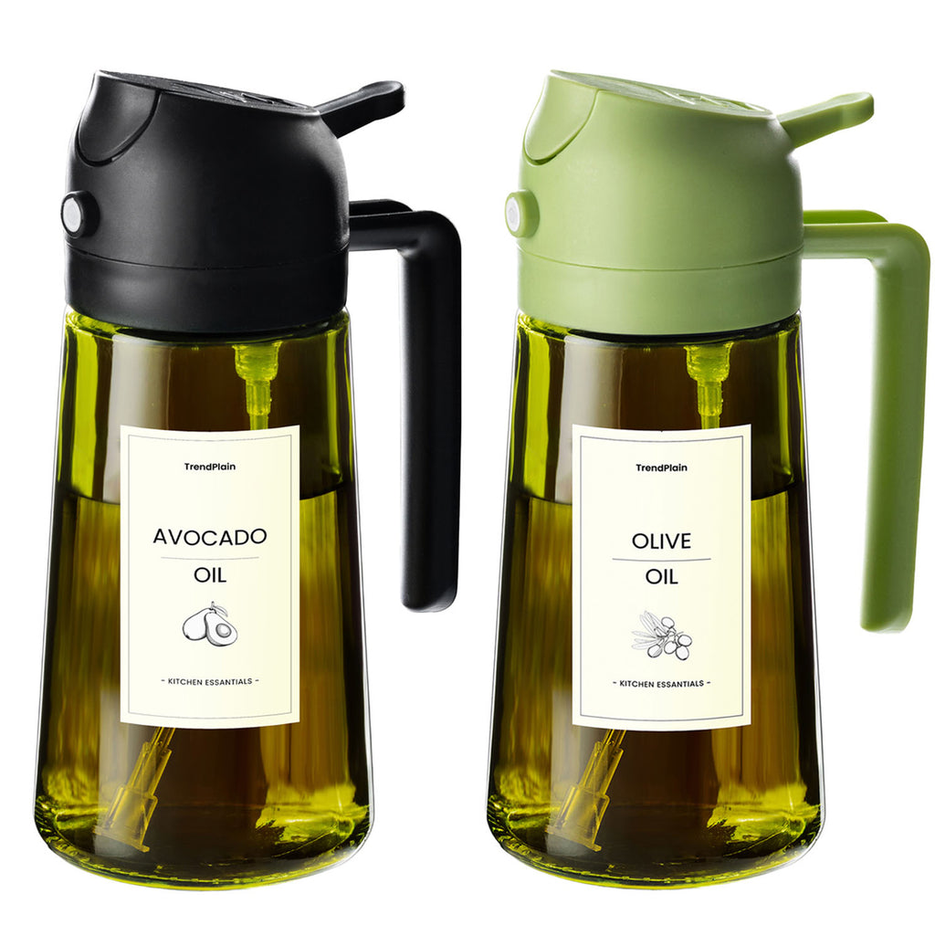 16oz Olivenölsprüher - Glasflasche mit Sprüh- & Gießfunktion - Lichtblockierend