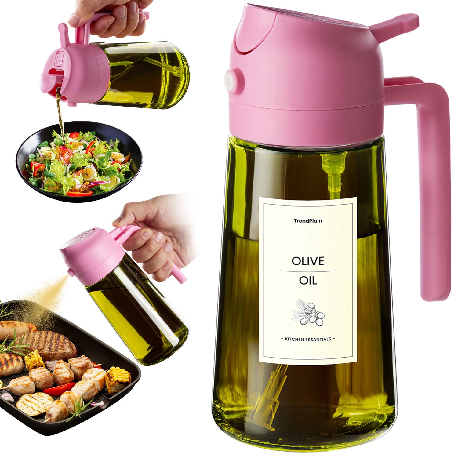 16oz Olive Oil Sprayer - Glass Bottle with Spray & Pour Modes - Light Blocking