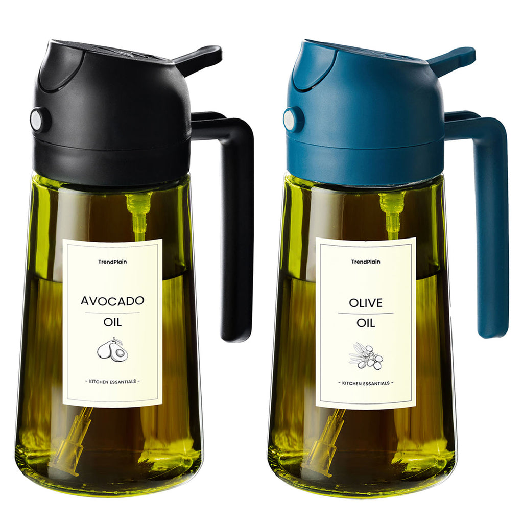 16oz Olivenölsprüher - Glasflasche mit Sprüh- & Gießfunktion - Lichtblockierend