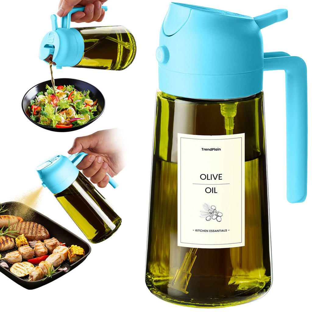 16oz Olivenölsprüher - Glasflasche mit Sprüh- & Gießfunktion - Lichtblockierend
