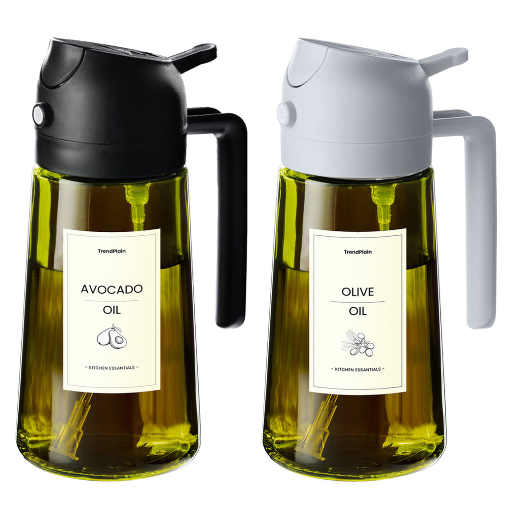 16oz Olivenölsprüher - Glasflasche mit Sprüh- & Gießfunktion - Lichtblockierend