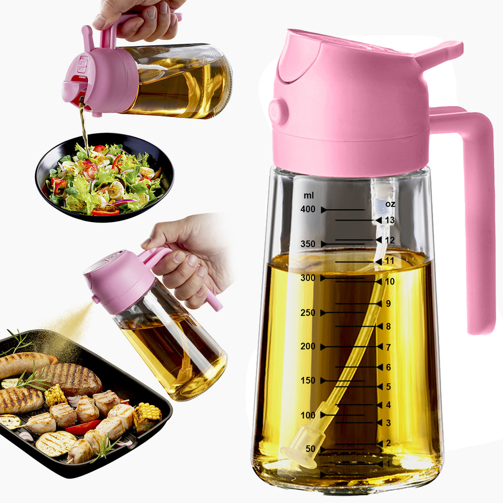 TrendPlain 16oz Olive Oil Sprayer – Glass Bottle with Spray & Pour Modes